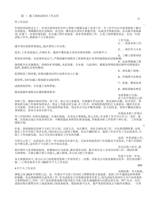 工地试验室主任工作总结