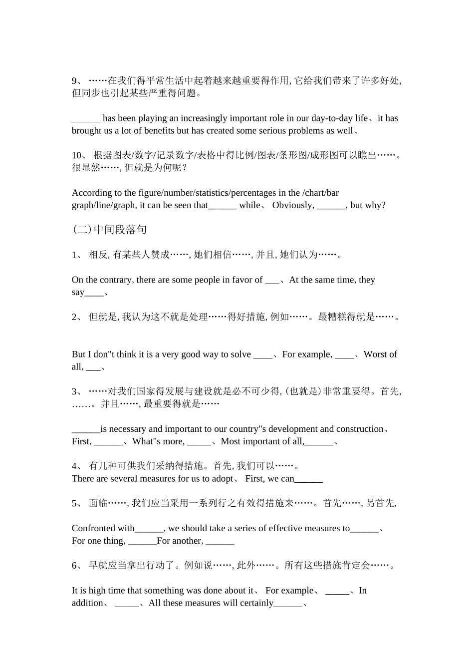 2025年英语四级作文万能句子_第2页