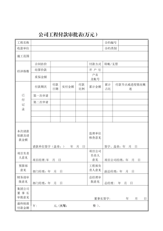 工程付款审批表