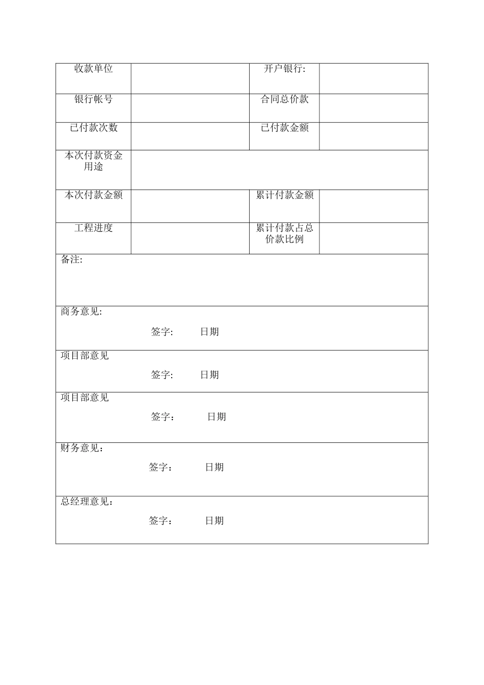 工程付款申请表模板_第2页