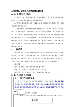 工程保修、后续服务和售后服务的承诺