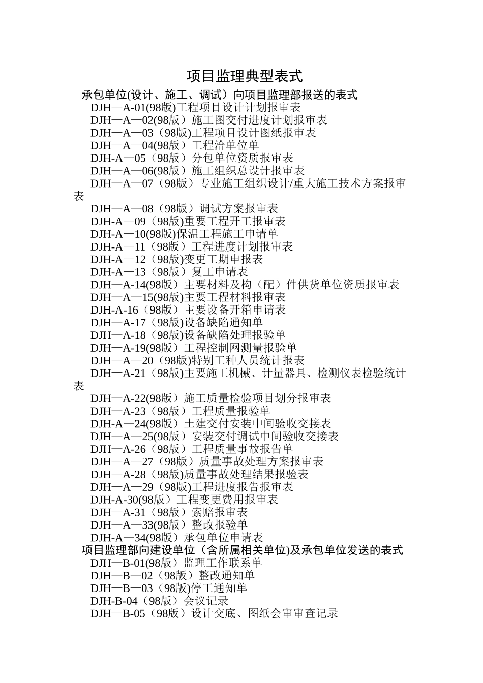 工程分包、工程总承包各方常用表格_第1页