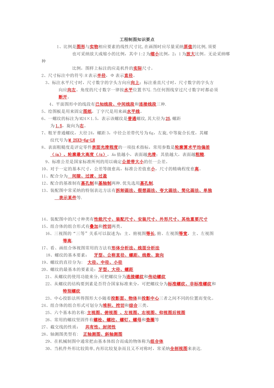 工程制图知识要点_第1页