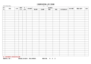 工程劳务人员工资表