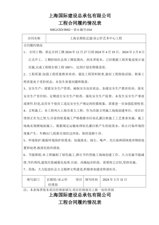 工程合同履约情况表