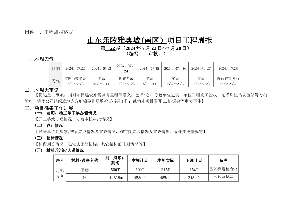 工程周报格式_第1页