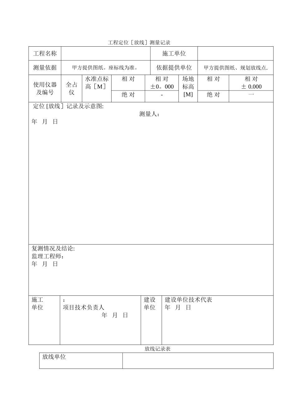 工程定位放线记录_第1页