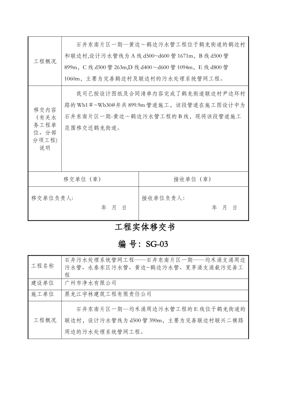 工程实体移交书_第2页