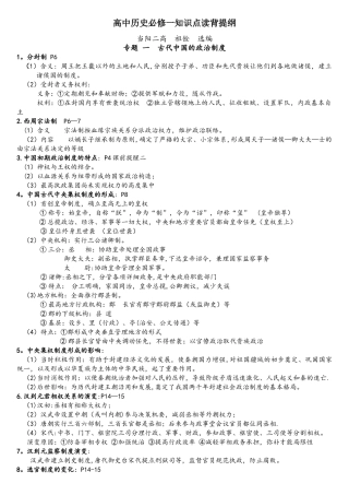 2025年人民版高中历史必修一知识点归纳精细化整理