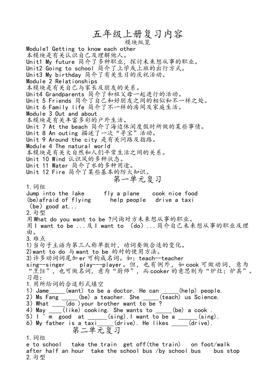 2025年牛津英语五年级上册知识点整理_第1页