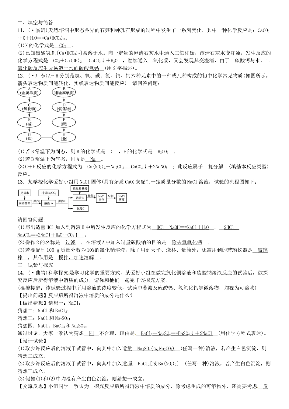 2025年云南专版中考化学总复习教材考点梳理专项训练二酸碱盐综合集训习题_第2页
