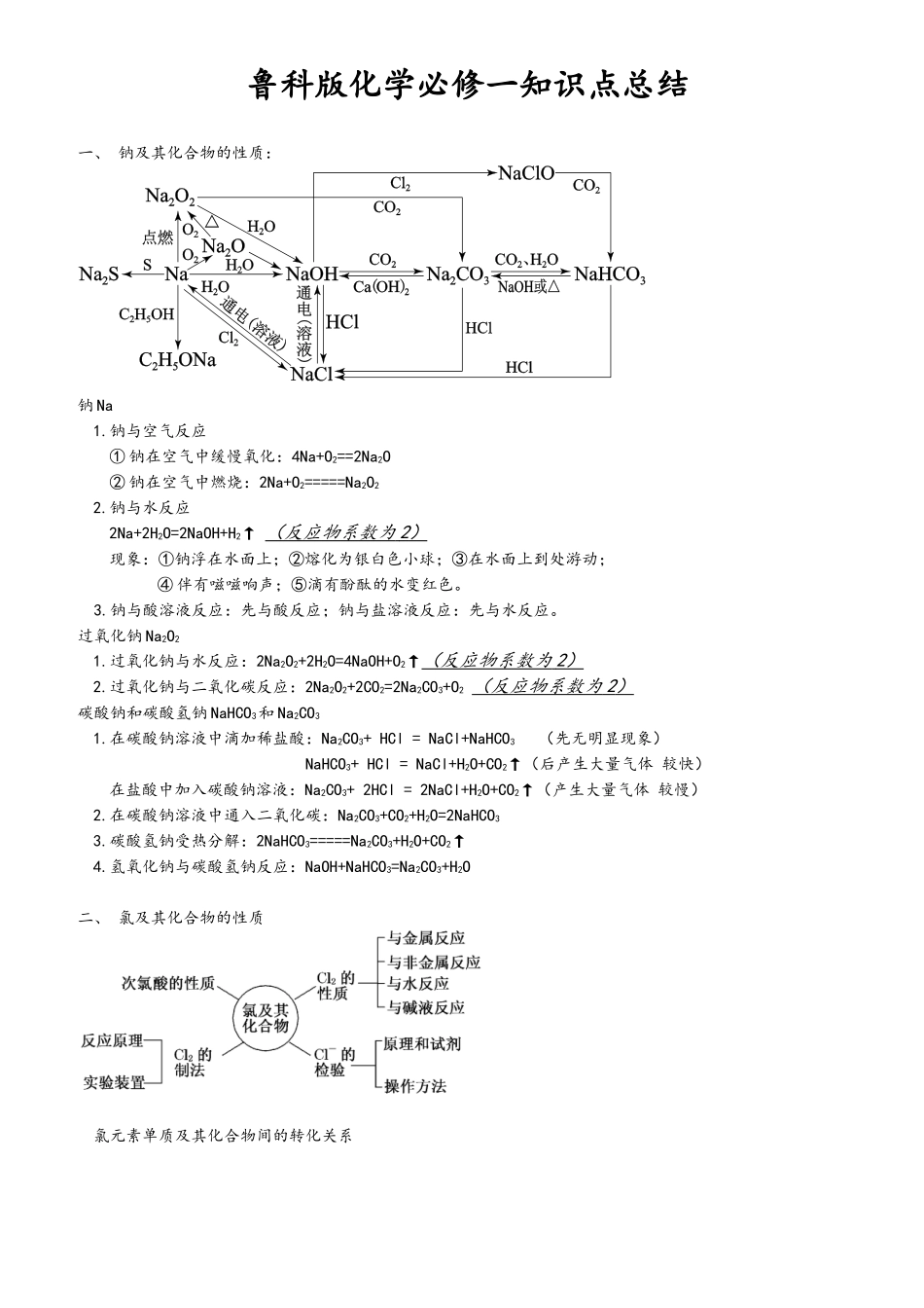 2025年鲁科版高中化学必修1知识点总结_第1页