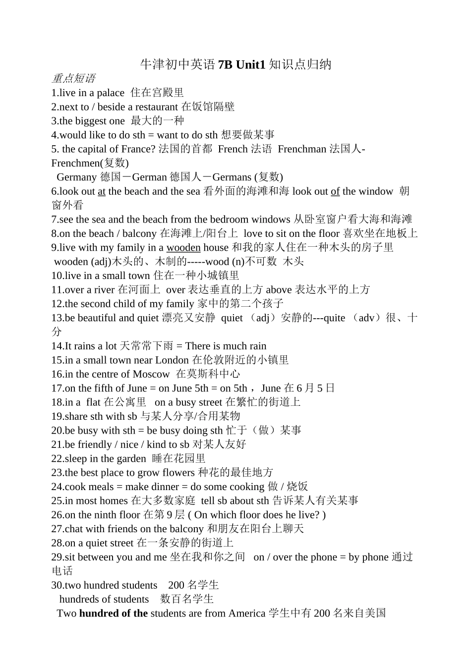 2025年牛津初中英语7BUnit1Unit6知识点归纳学习资料_第2页