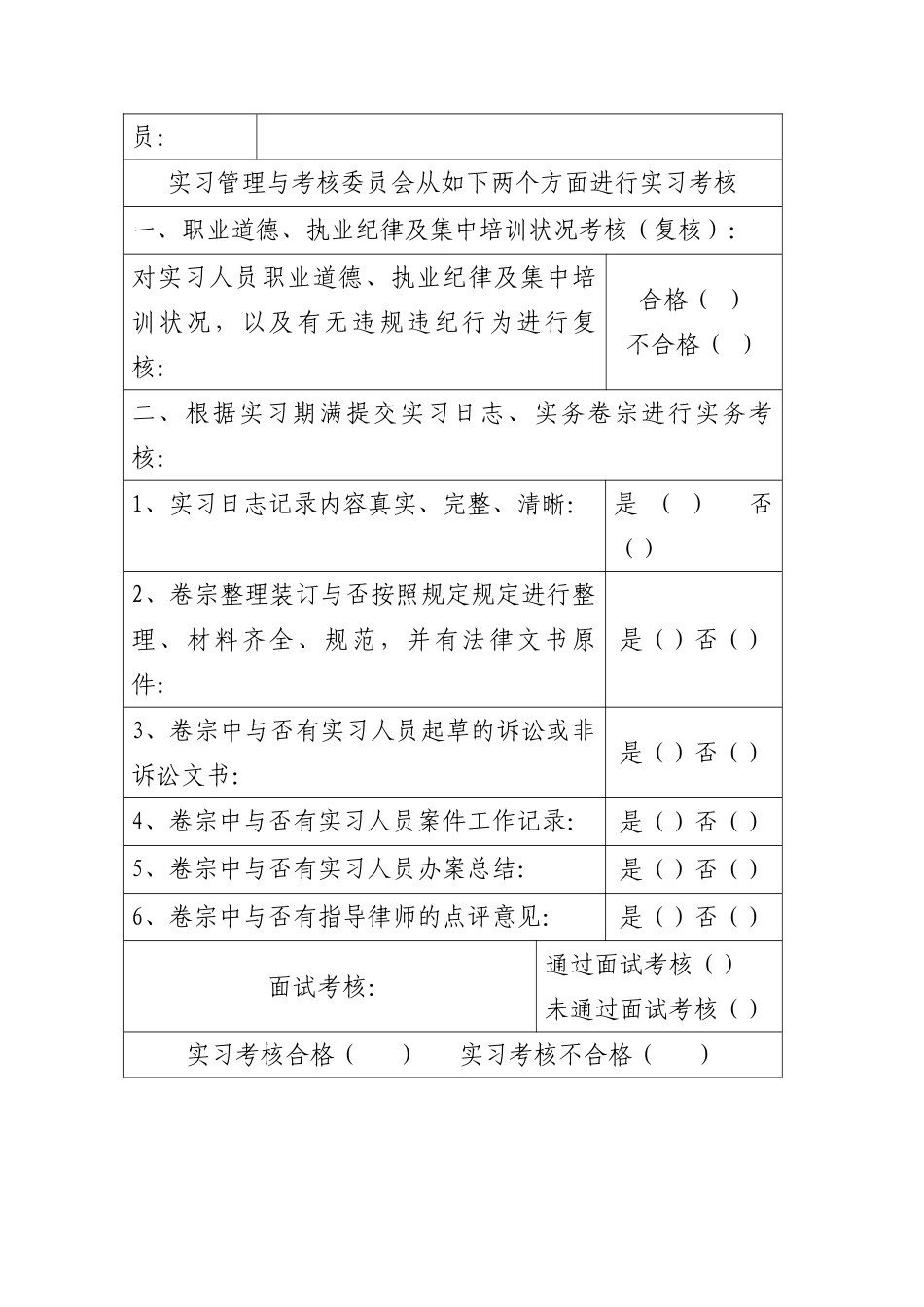 2025年大连市律师协会实习人员考核表_第2页