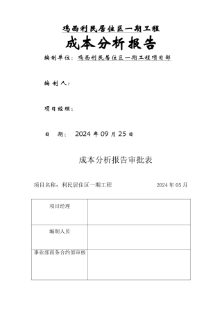 工程成本分析报告(新)