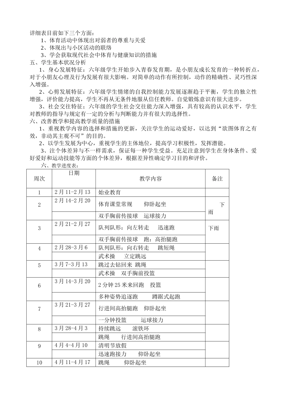 2025年小学六年级下册体育教案全册19552上课讲义_第3页