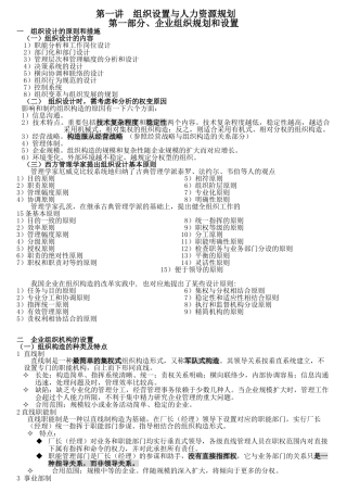 2025年人力资源管理师学习资料组织设置与人力资源规划10HR猫猫模板