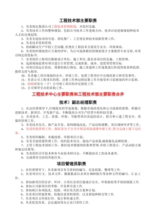 工程技术部主要职责