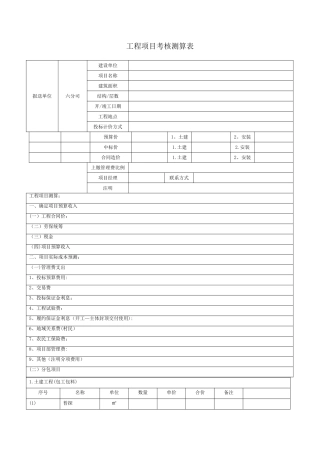 工程报价测算表