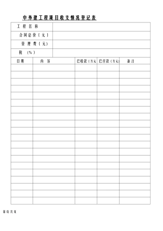 工程收支款登记表