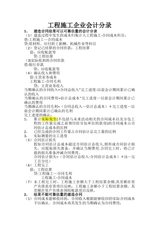 工程施工企业会计分录