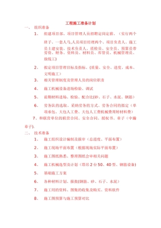 工程施工准备计划
