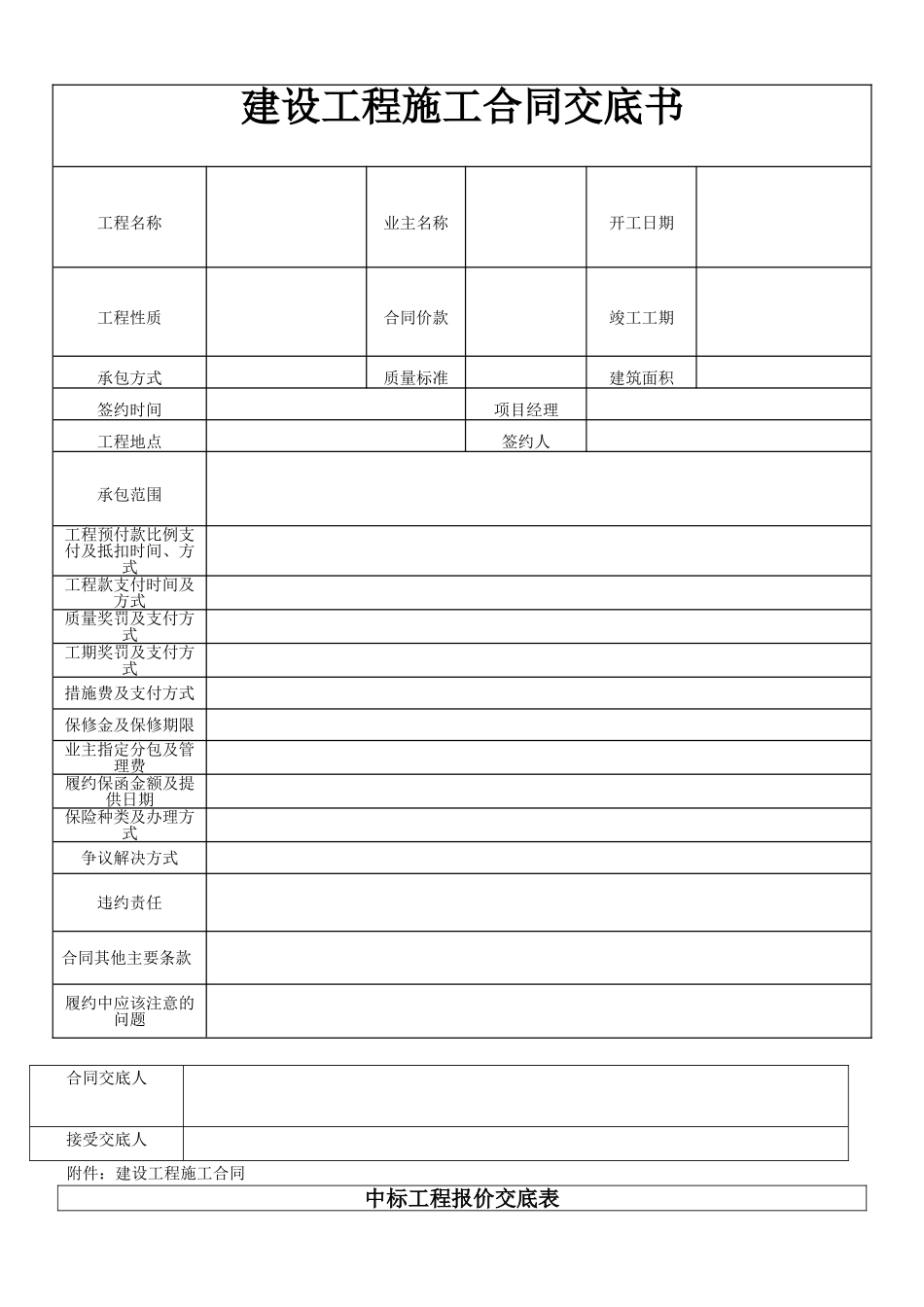 工程施工合同交底书_第1页