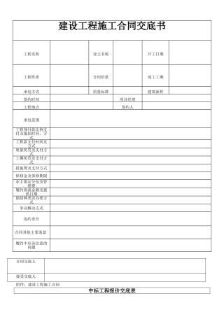 工程施工合同交底书