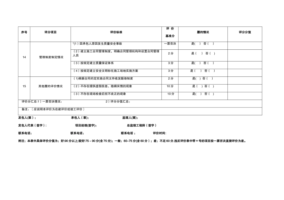 工程施工合同履约评价表_第3页
