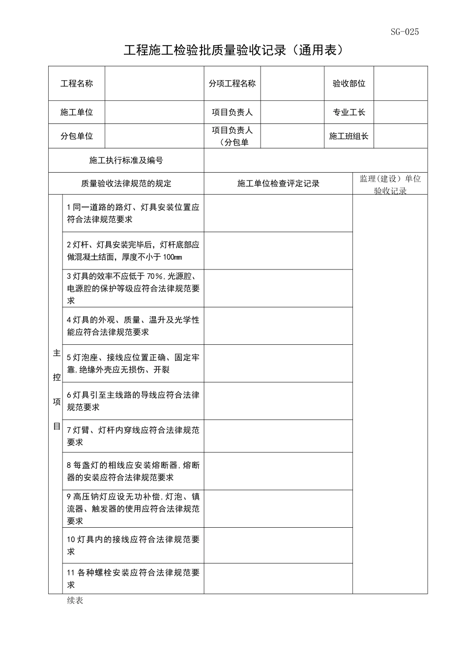 工程施工检验批质量验收记录_第1页