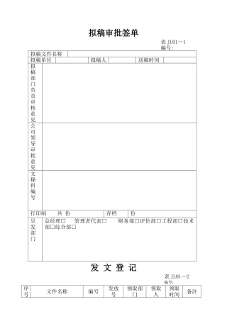 工程施工管理体系表格