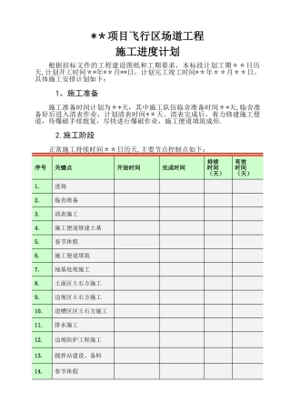 工程施工计划样本