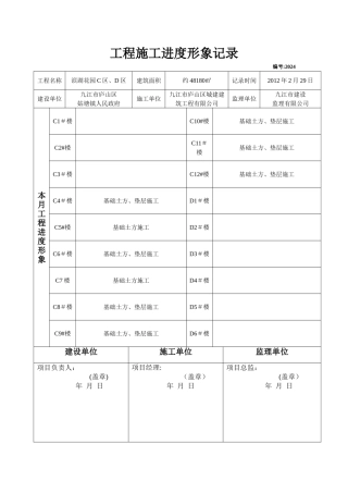 工程施工进度形象记录1