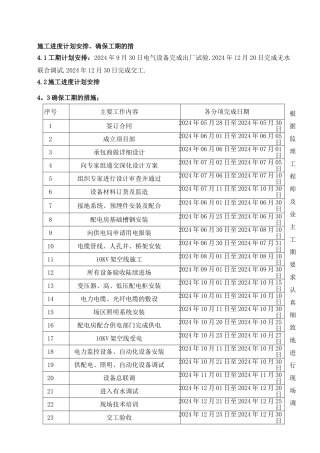 工程施工进度计划安排