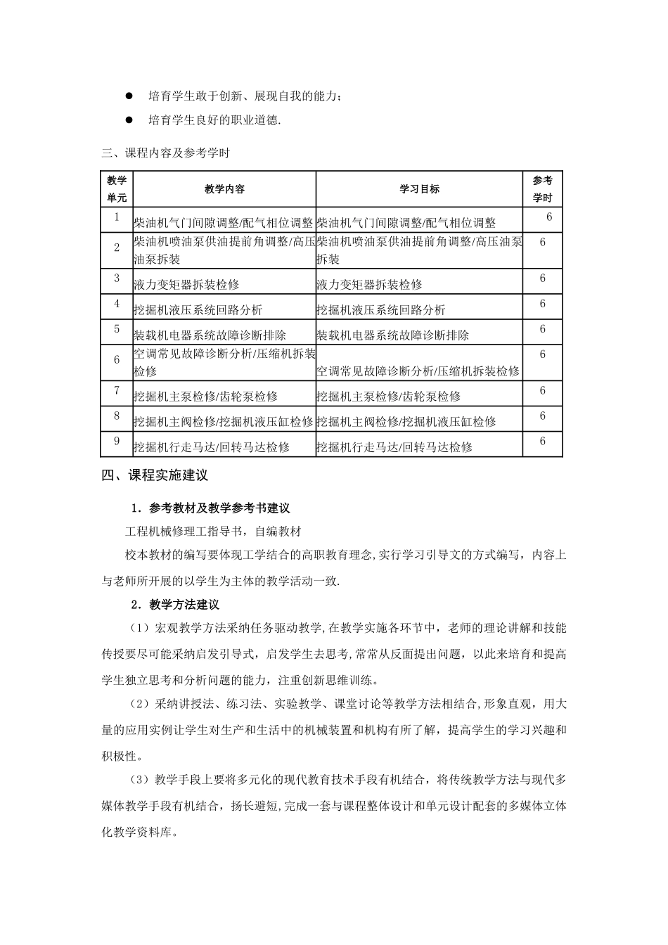 工程机械综合维修课程标准_第3页