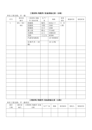 工程材料报验表台账
