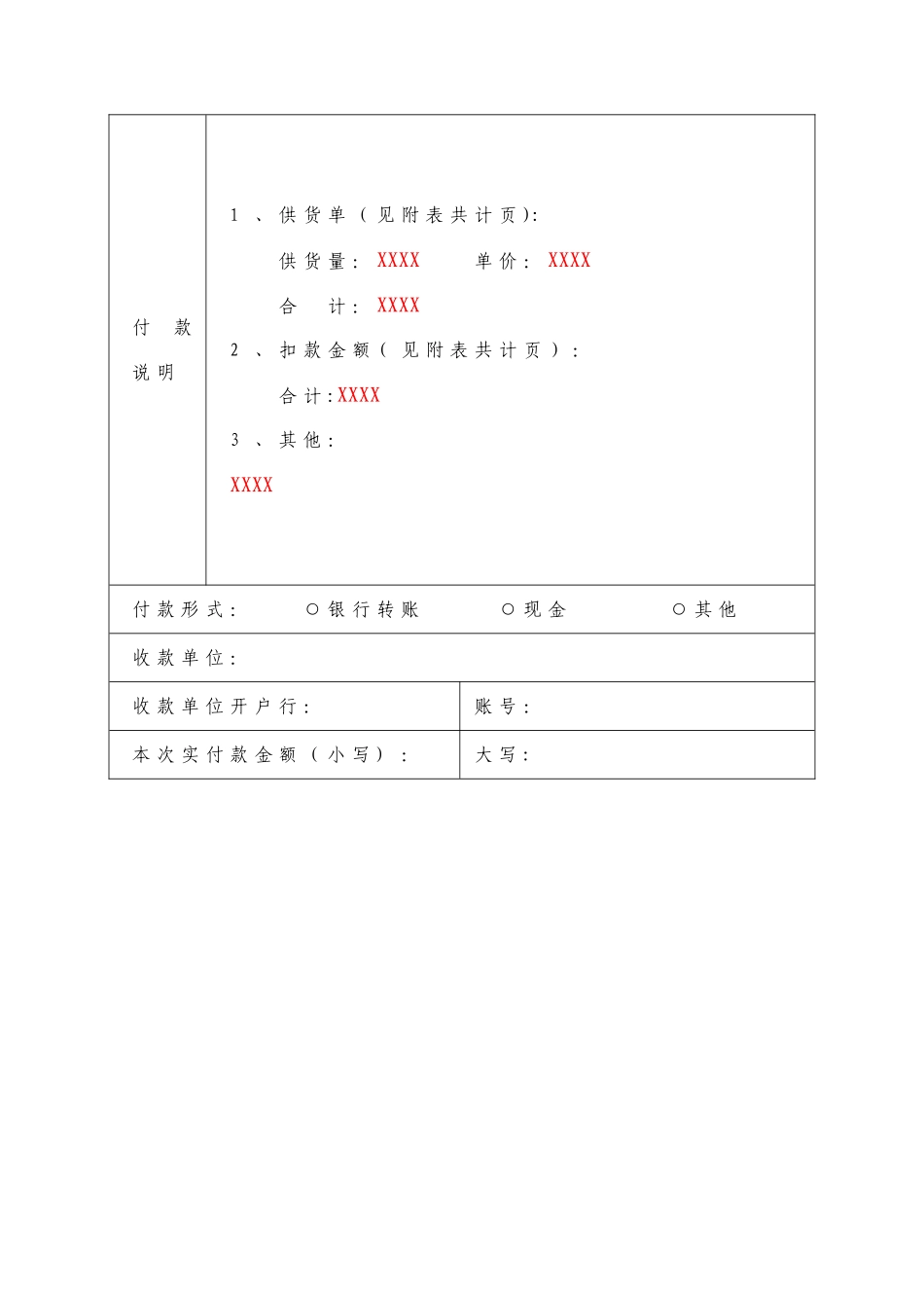 工程材料款付款申请单模板_第2页
