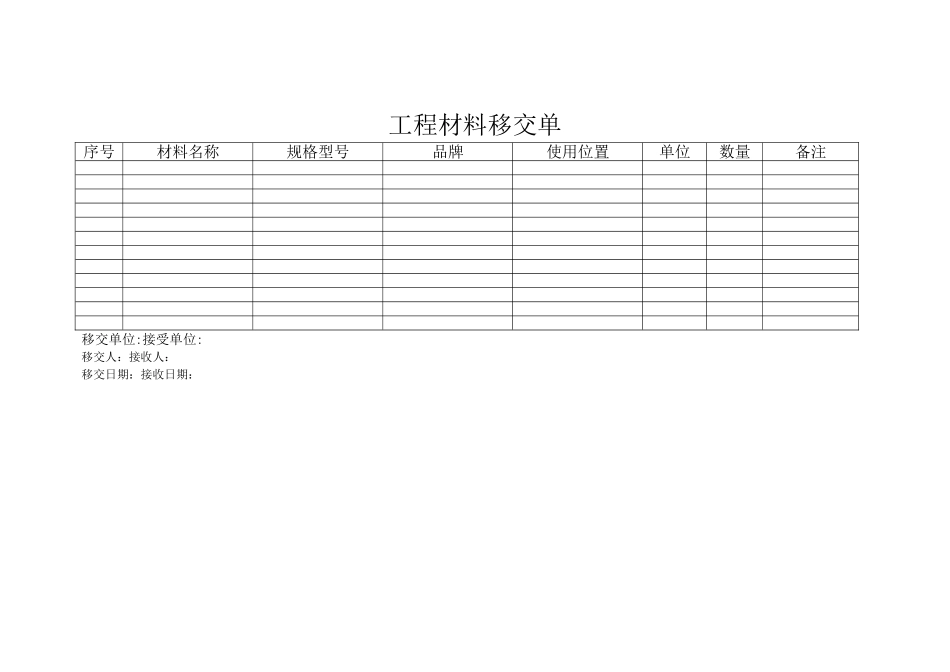 工程材料移交单_第1页