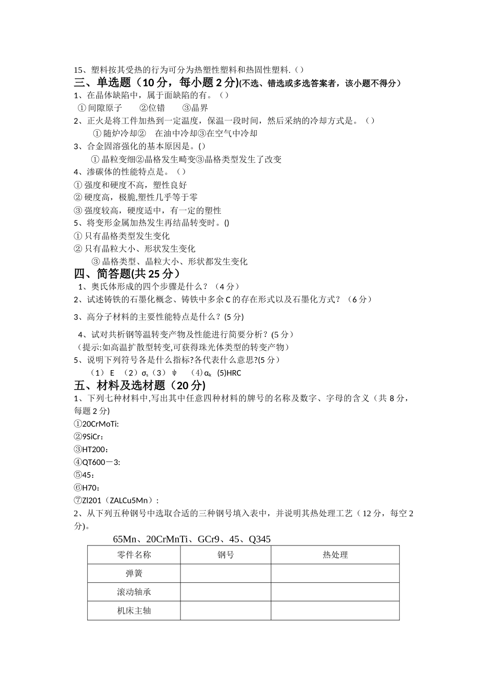 工程材料试卷及答案_第2页