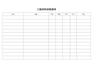 工程材料采购清单