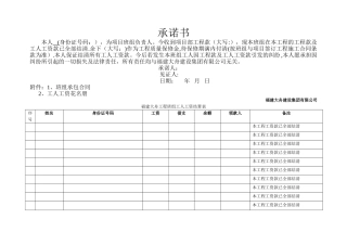 工程款承诺书