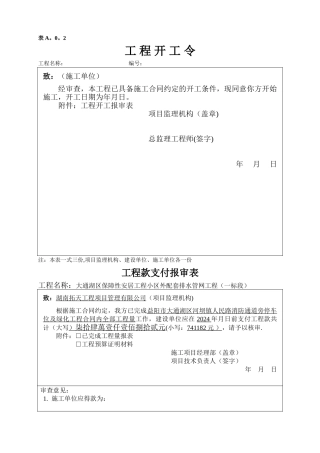 工程款支付报审范本