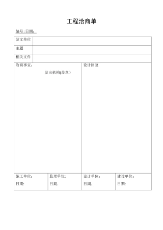工程洽商单(样表)