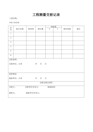 工程测量交桩记录