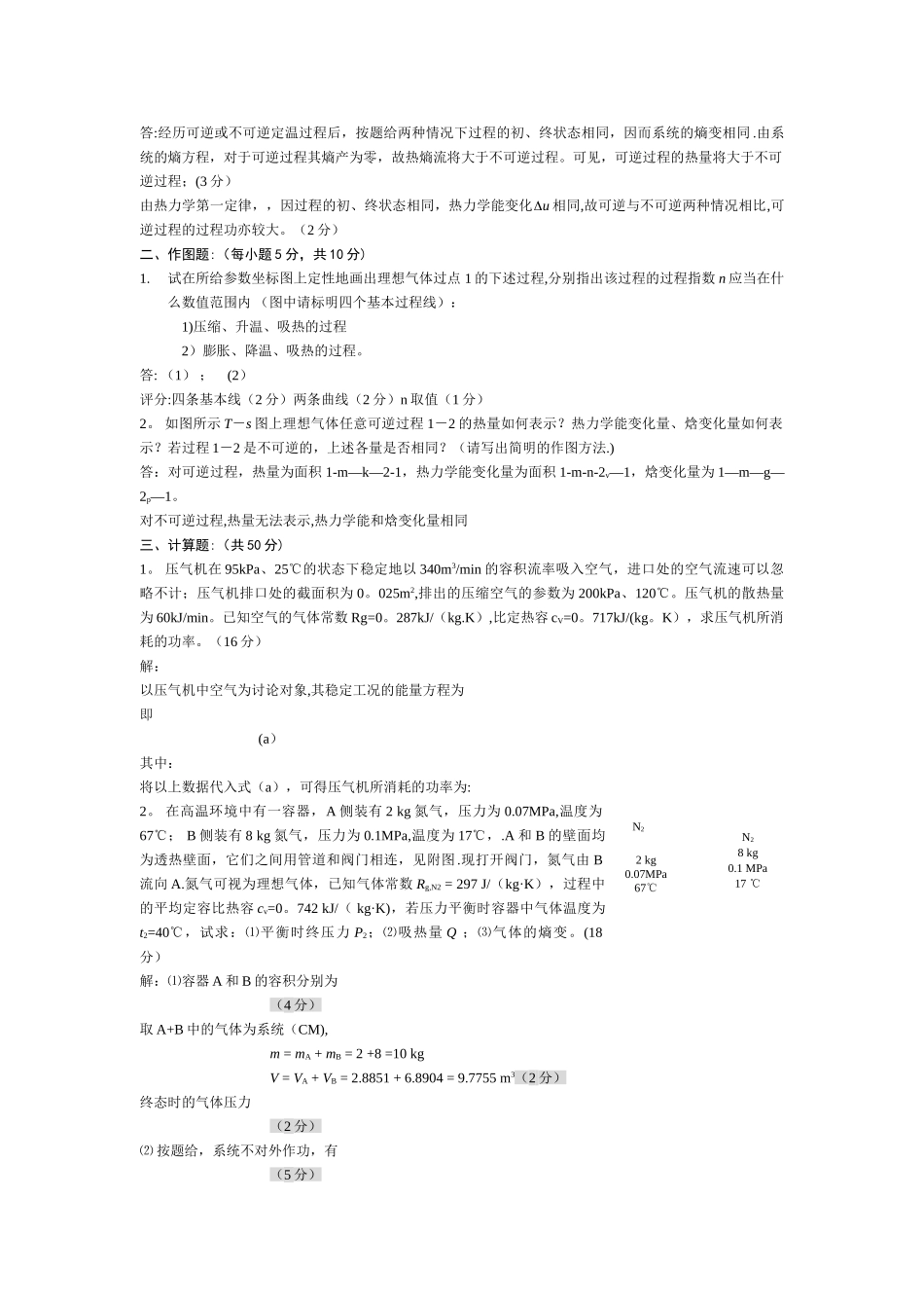 工程热力学期末试题及答案_第2页