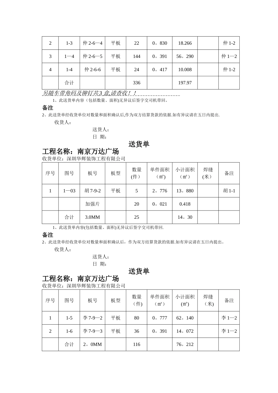 工程用材料送货单_第2页