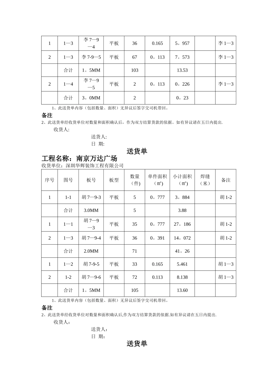工程用材料送货单_第3页