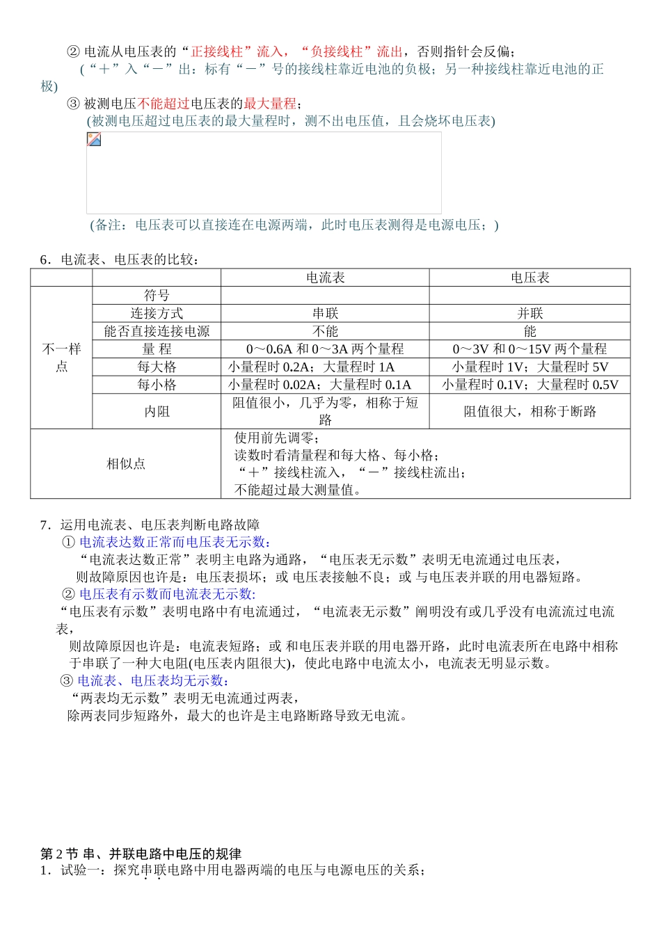 2025年九年级物理电压电阻复习知识点_第2页