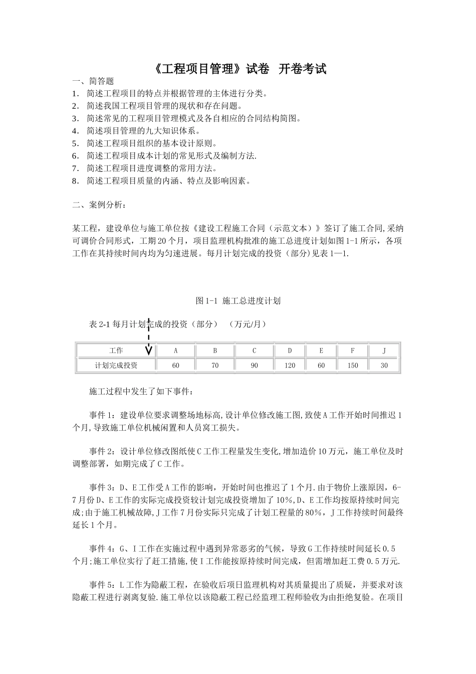 工程硕士《工程项目管理》试卷_第1页
