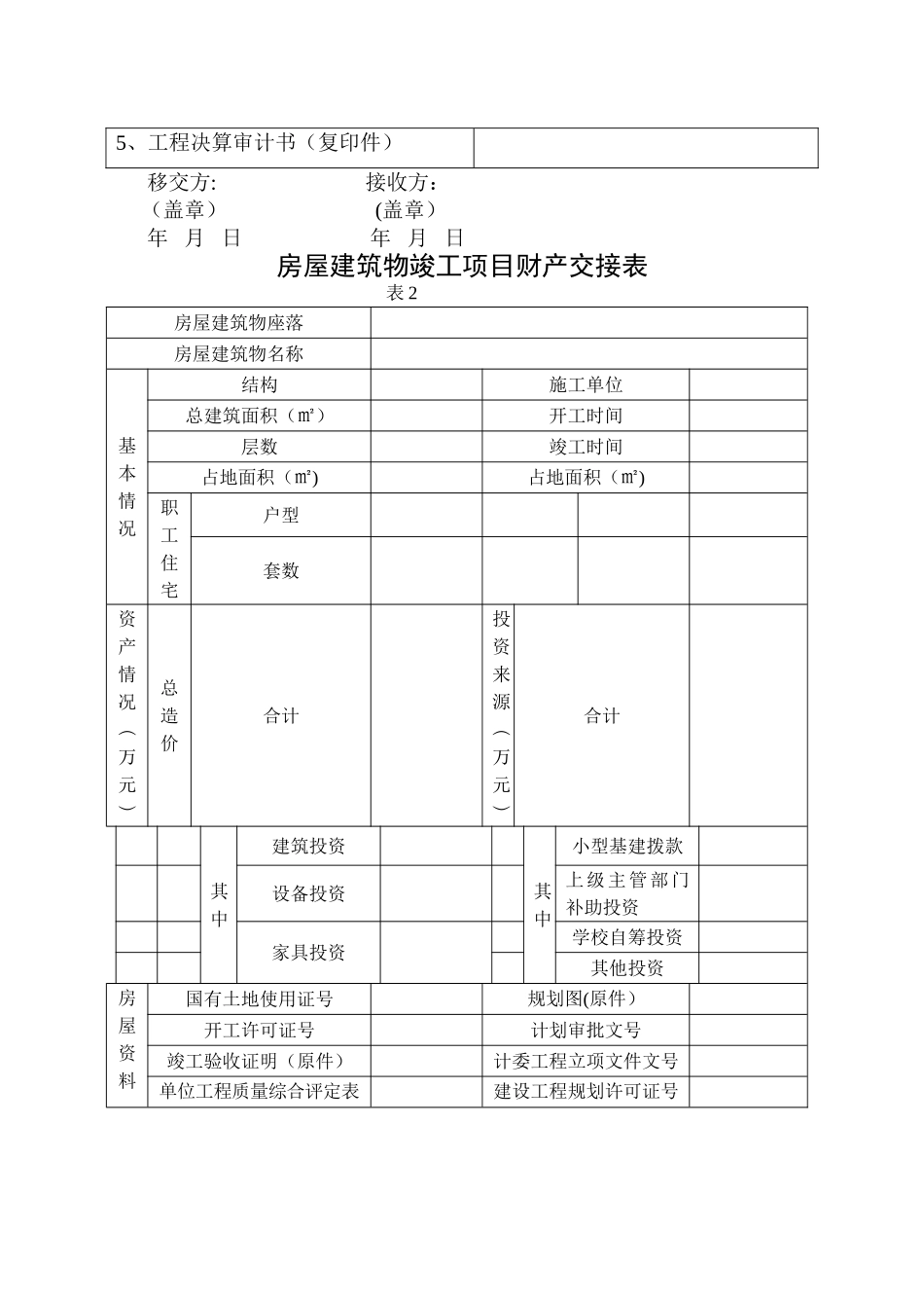 工程移交清单范本_第2页